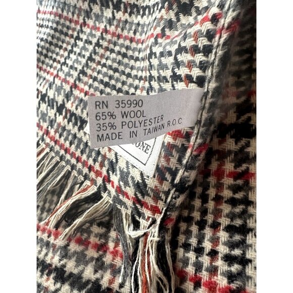 Evan Picone Black Gray Red Houndstooth Wool Blend Muffler Scarf - Picture 5 of 6
